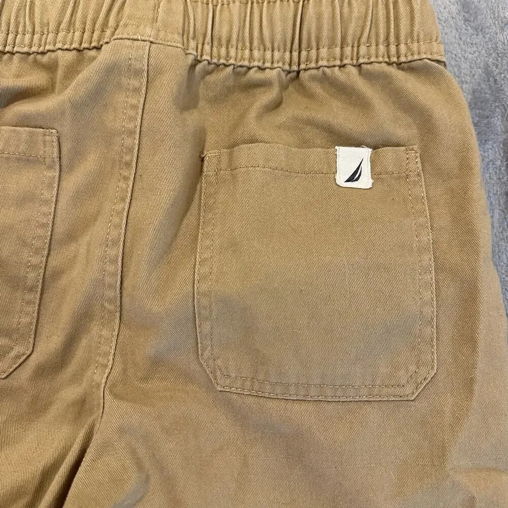 Nautica Khaki Chino Brown Shorts Pull On Drawstring Waist 8 S Small Boys